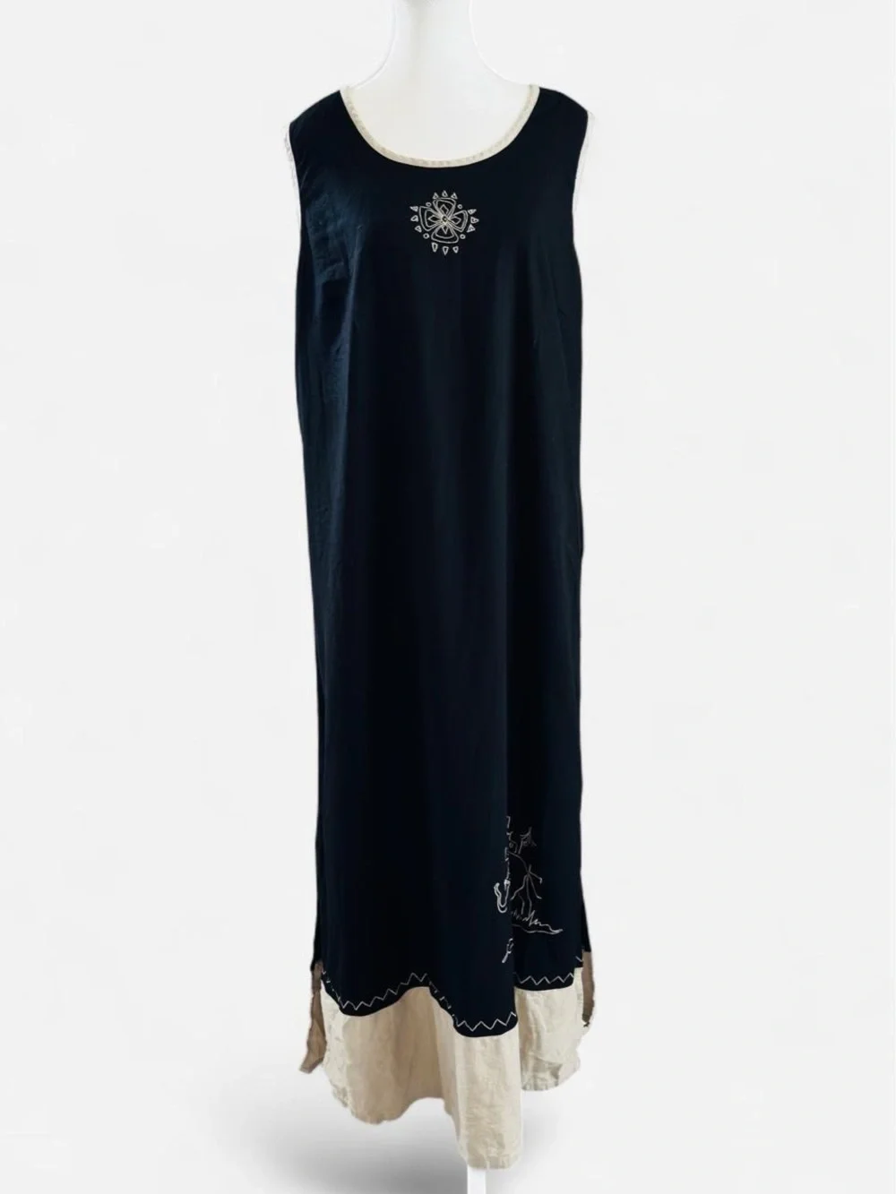Studio Ease Linen Blend Embroidered Maxi Dress Size 18
